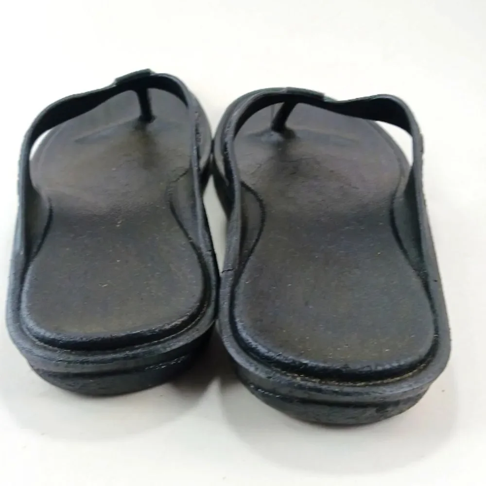 Pali Hawaii Shaka Weave Pattern Thong Sandal Slip-On Cushion Footbed Men's 12 Bk